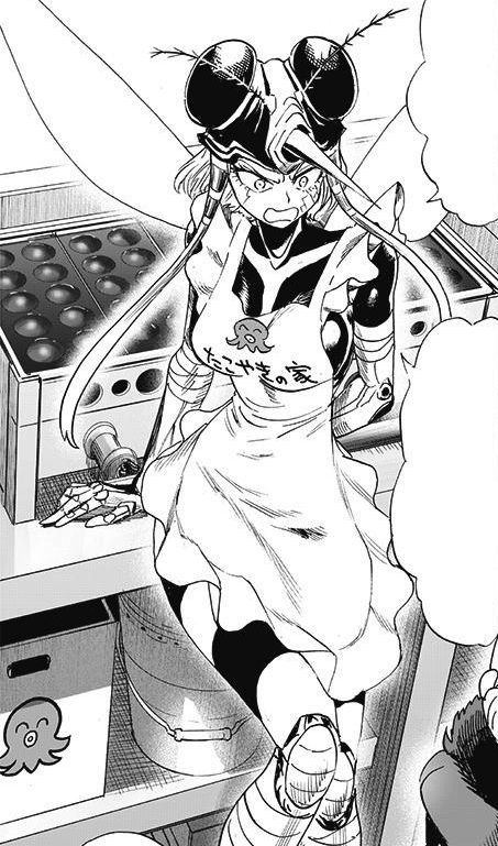 Mosquito Girl working at Takoyaki House 